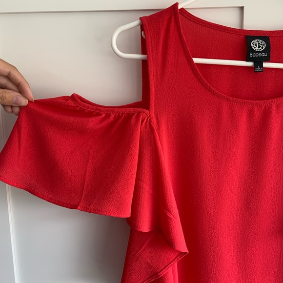 Coral/red Open Shoulder Blouse - Picture 2 of 2